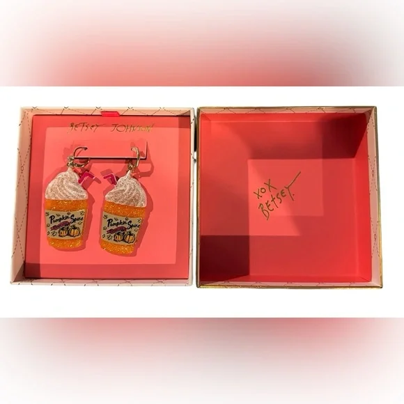 BETSEY JOHNSON Pumpkin Spice Latte Earrings - It’s Fall Y’all - Picture 4 of 8